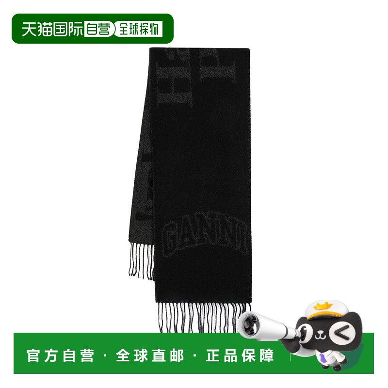 自营ganniNarrow Please Scarf - Wool - Black - black 美国奥莱