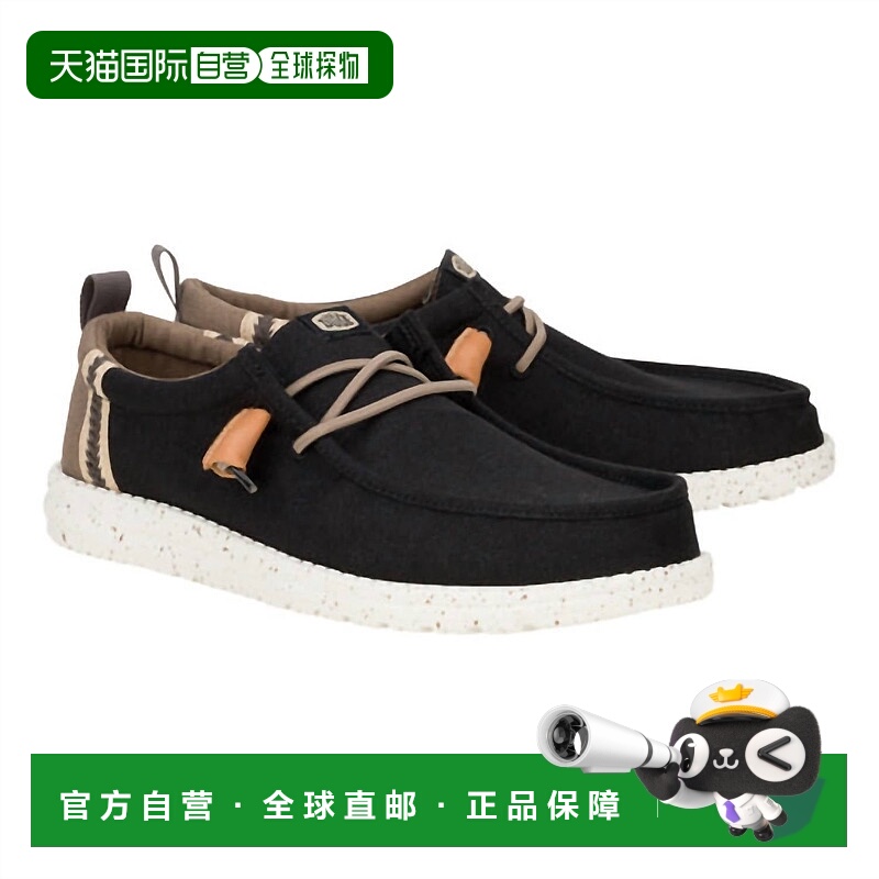 自营hey dudeMen's Wally Craft Linen Slip-On Shoes In Black/w