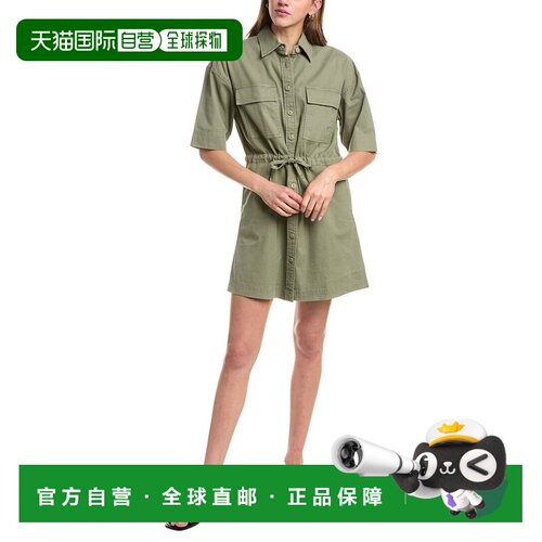 自营Faherty Utility Twill Mini Shirtdress - green 美国奥莱直