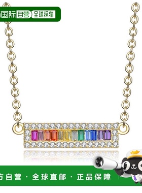 自营 GENEVIVE Sterling Silver Rainnbow Cubic Zirconia Bar Pe