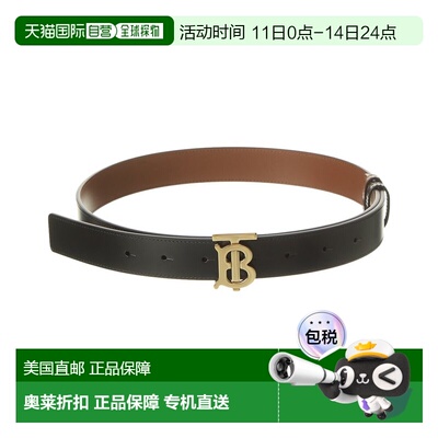 自营Burberry Logo Reversible Leather Belt - black 美国奥莱直