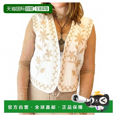 自营mustard seed象牙色刺绣花朵开放式前背心 美国奥莱直发