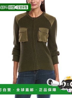 自营Minnie Rose Shaker实用拉链羊绒混纺夹克-绿色 美国奥莱直发