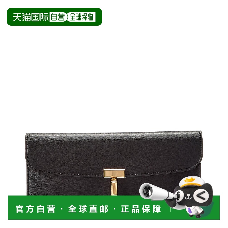 自营TOTEME T-Lock Fold-Over Leather Continental Wallet - bla