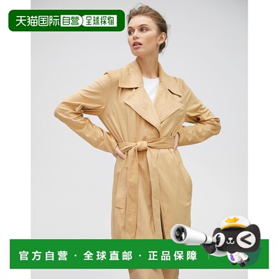 自营bernardoVEGAN SUEDE STRETCH BELTED WRAP JACKET - almond