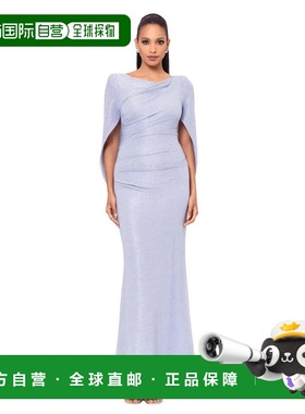 自营Betsy & Adam Elaine Dress Women's Blue Silver Metallic C