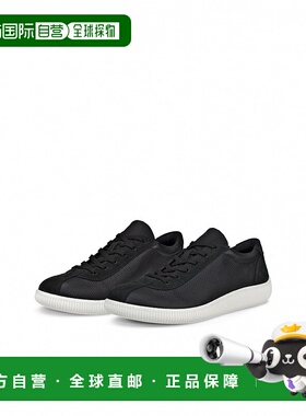 1h可退 美国直邮ECCO Soft Zero 黑色/黑色爱步厚底男鞋德训鞋
