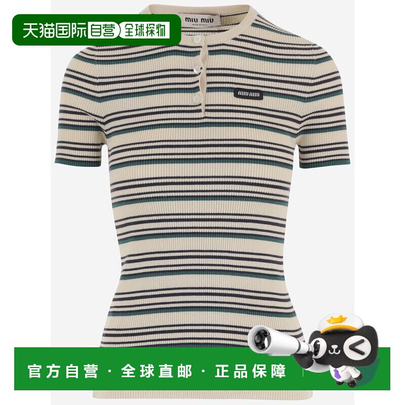 香港直邮miu miu/缪缪 T恤与平纹针织衫 MML03Y