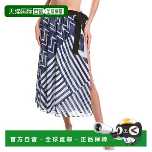 美国奥莱直发新款 蓝色 半身裙a字裙 milly米莉补丁雪佛龙裙 自营