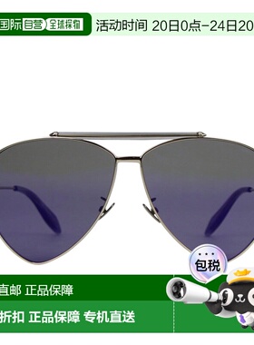 自营Alexander McQueen Unisex Metal Reflective Aviator Sungla