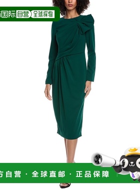 自营Badgley Mischka Draped Formal Midi Dress - green 美国奥