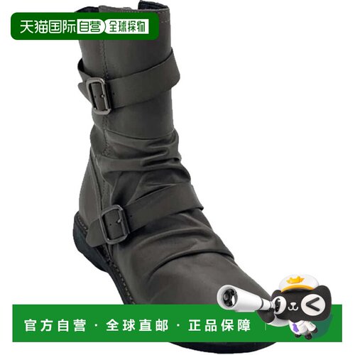 自营Miz Mooz Pasha Women's Gray Leather Round Toe Mid Calf B