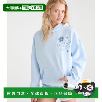 自营Aeropostale Roxy Hibiscus大套头衫连帽衫-浅蓝色452 美国奥