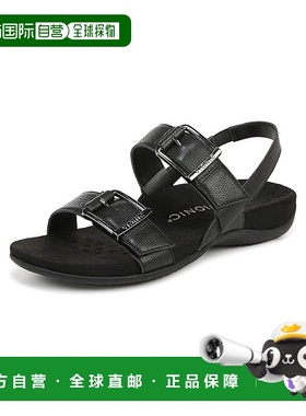 自营 VIONIC女式Reese吊带高跟凉鞋-黑色皮革-黑色 美国奥莱直发