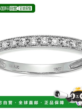 vir jewels1/6 克拉 10K 金带锯状滚边的小巧钻石结婚戒指 - 白色