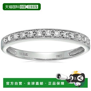 克拉 jewels1 白色 金带锯状滚边 小巧钻石结婚戒指 10K vir