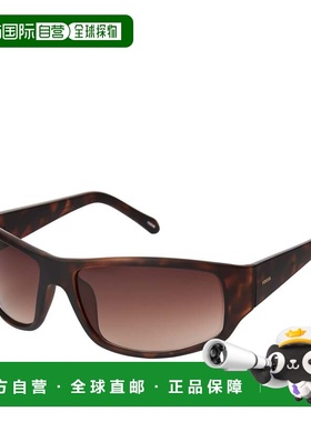 自营Fossil 男士运动包裹式太阳镜 - 棕色 美国奥莱直发