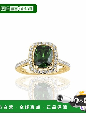 自营 Suzy Levian 金色纯银加长垫形切割绿色立方氧化锆单石订婚