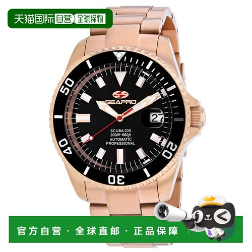 自营Seapro Men's Scuba 200  Black Round 44mm - black 美国奥