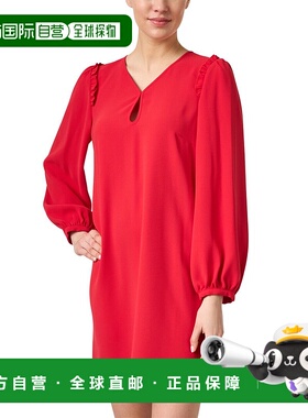 自营 Tara Jarmon 锁眼直筒连衣裙 直筒连衣裙 - 红色 美国奥莱直