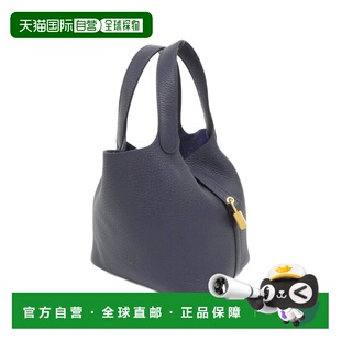 Leather 自营Hermes Handbag Clemence Taurillon blue Nuit