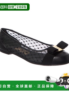 自营 salvatore ferragamo菲拉格慕Varina网眼和皮革平面-黑色 美