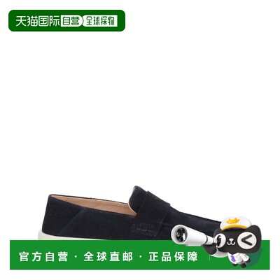 自营bossKieran Black Suede Contrast Loafers - black 美国奥莱