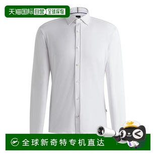 自营 美国奥莱直发 boss白色弹力棉针织修身 衬衫