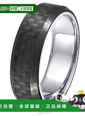 自营 Crucible Los Angeles 男式不锈钢碳纤维斜面内圈圆环 - 黑
