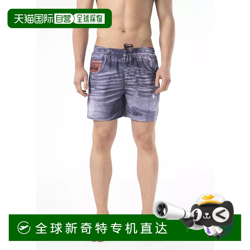 自营 Just Cavalli涤纶男式游泳短裤-蓝色 【美国奥莱】直发