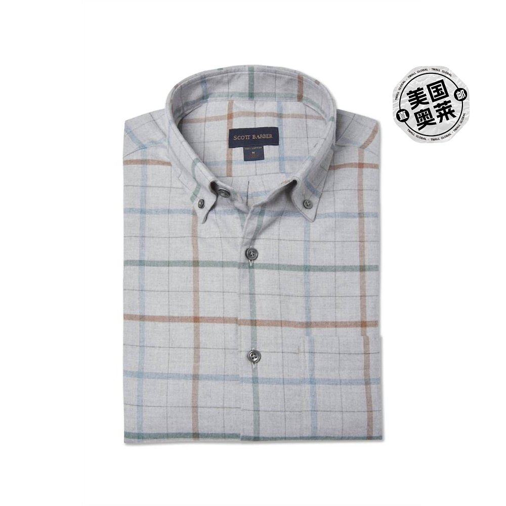 scott barberexploded tattersall lightweight flannel in grey