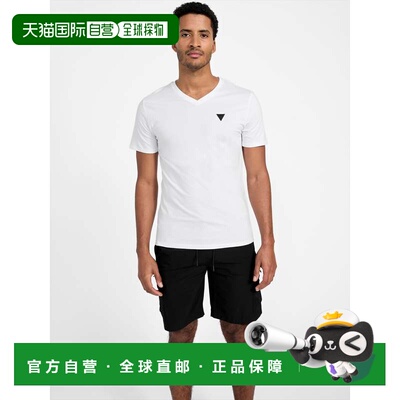 自营guessEco Stephano Cooling V 领 T 恤 - 纯白色 美国奥莱直