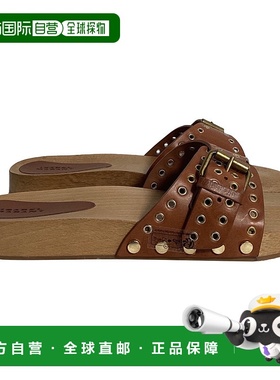 自营 Isabel Marant Jaso棕色皮革装饰幻灯片-棕色 美国奥莱直发