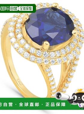 自营 pompeii36 1/5 克拉巨大钻石椭圆形蓝色蓝宝石钻石双光环戒