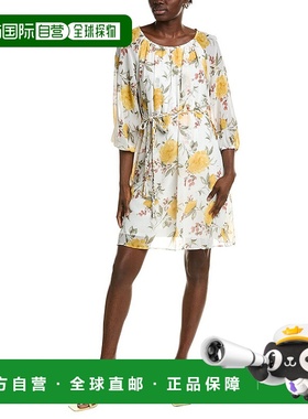 自营 Sandra Darren黄色系带腰间连衣裙 美国奥莱直发