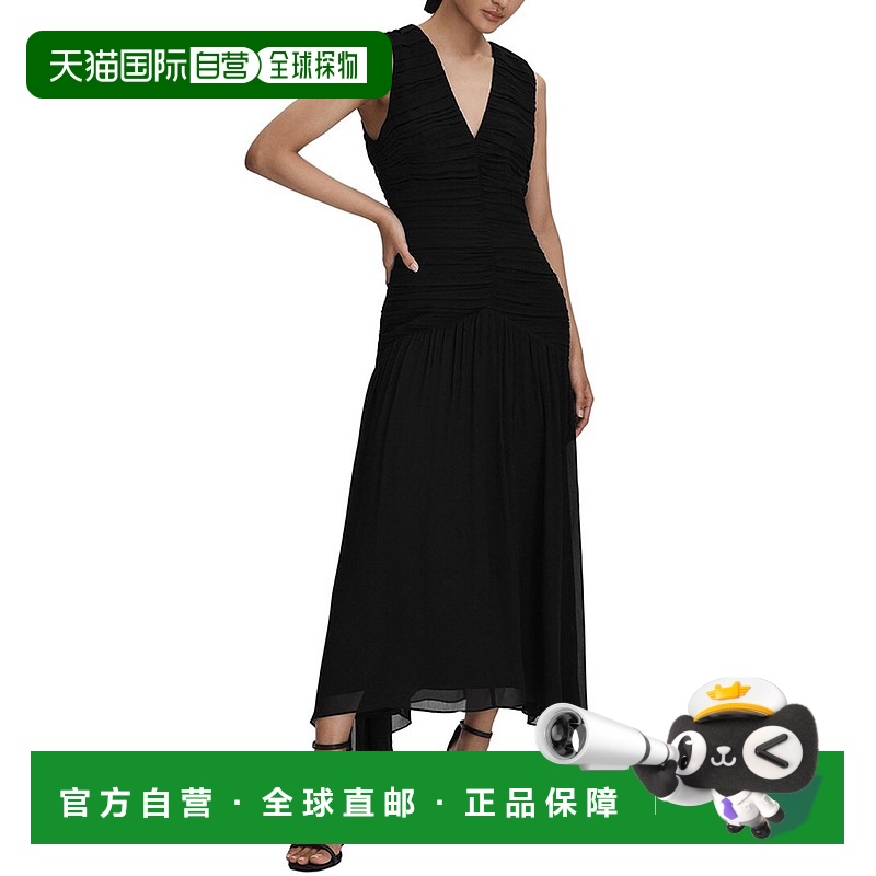 自营 Reiss Saffy褶边紧身连衣裙-黑色 美国奥莱直发