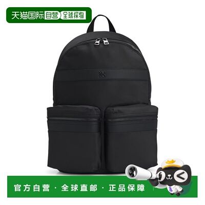 自营 hugo bossTwill backpack with stacked-logo trim - black