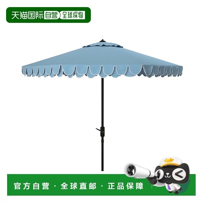 自营safaviehElegant Valance 9Ft 自动倾斜伞 - 淡蓝色/白色 【