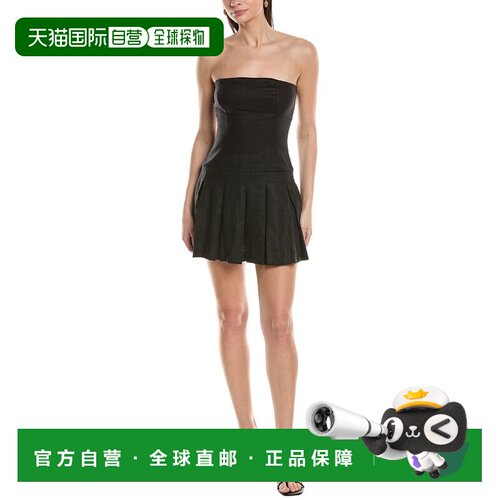 自营opto.p.t Elisabetta Linen Mini Dress - black 美国奥莱直