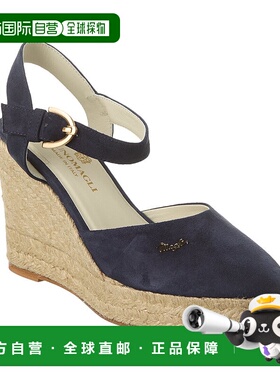 自营 Bruno Magli Mares 绒面革坡跟凉鞋 - 蓝色 美国奥莱直发