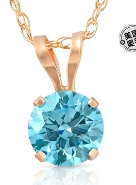 pompeii31/2 克拉实验室培育蓝钻单粒吊坠项链 14k 白金或黄金 -