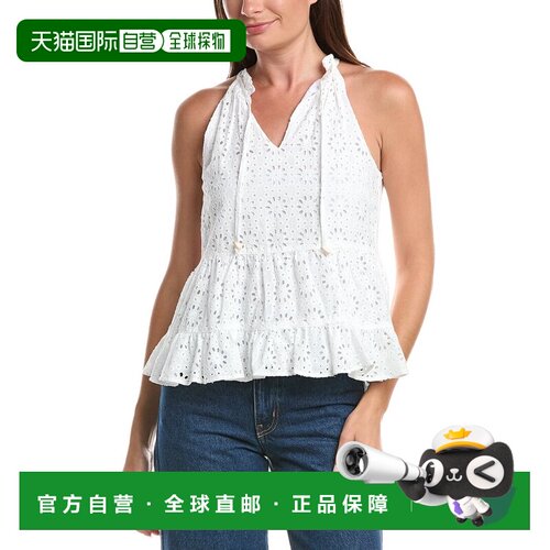 自营CeCe高领孔眼上衣-白色 美国奥莱直发吊带背心