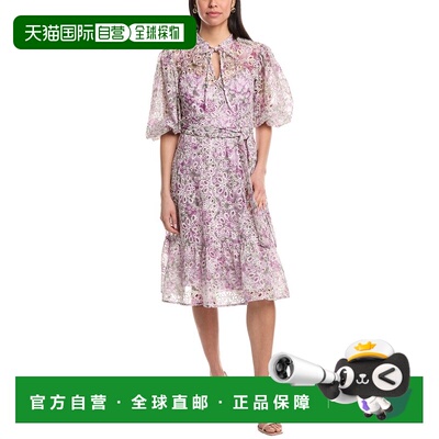 自营 Mikael Aghal Midi连衣裙-紫色 美国奥莱直发长裙服饰