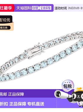 自营925 纯银 Ross-Simons 天蓝色托帕石网球手链 - 7 英寸 美国
