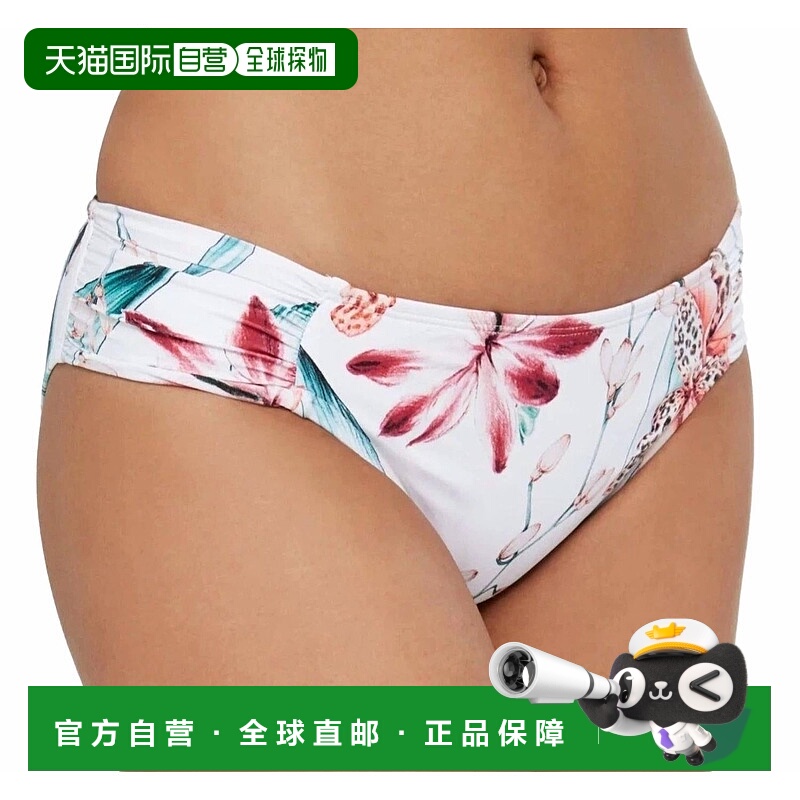 自营la blancaPrinted Stretch Ruched Sides Bikini Bottom In W