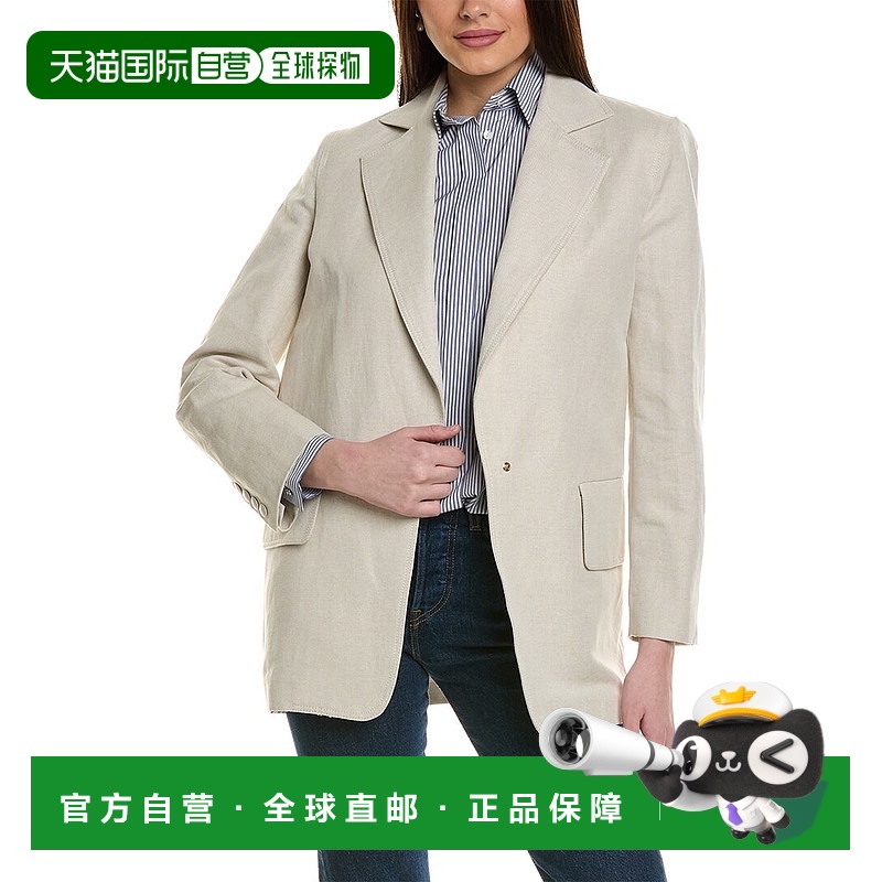 自营 Max Mara Mosa 亚麻混纺夹克 - 白色 美国奥莱直发