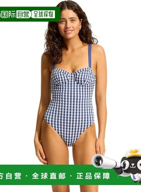 自营Women's Seafolly Bella Swimsuit Blue High Cut Underwire