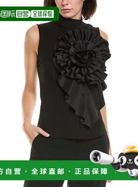 自营Gracia Ruffle Flower Detail Tank - black 美国奥莱直发