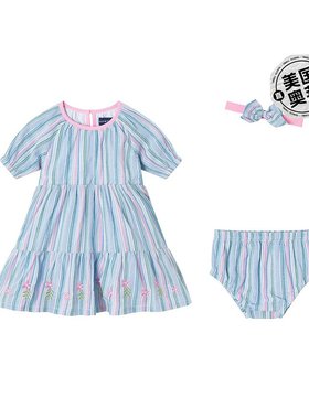 自营 andy & evanAndy&Evan条纹梭织连衣裙-蓝色 美国奥莱直发