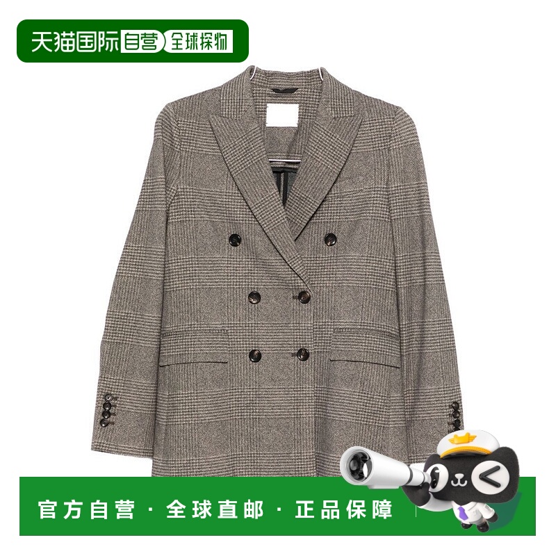 自营circolo 1901双排扣格子棕色夹克-棕色 美国奥莱直发